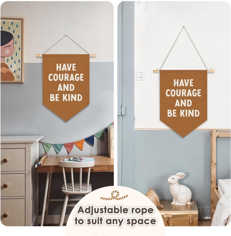 Wheatwin Classroom Motivational Have Courage and Be Kind Wall Hanging Pennant Flag Banner, Inspirational Wall Decor for Kids Toddler Nursery Bedroom Playroom 15x11 Inch - Image 5